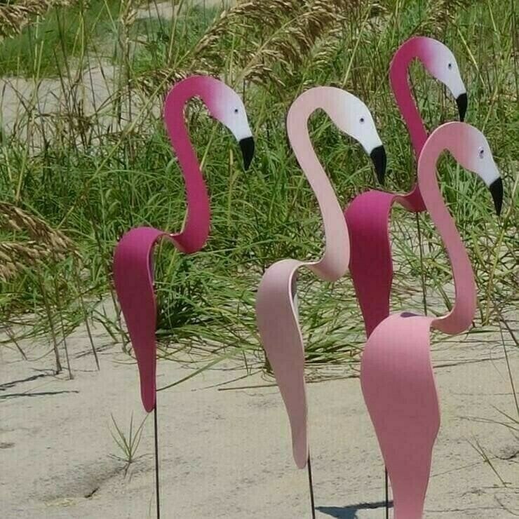 Florida Dancing Flamingo Birds Garden Metal Art