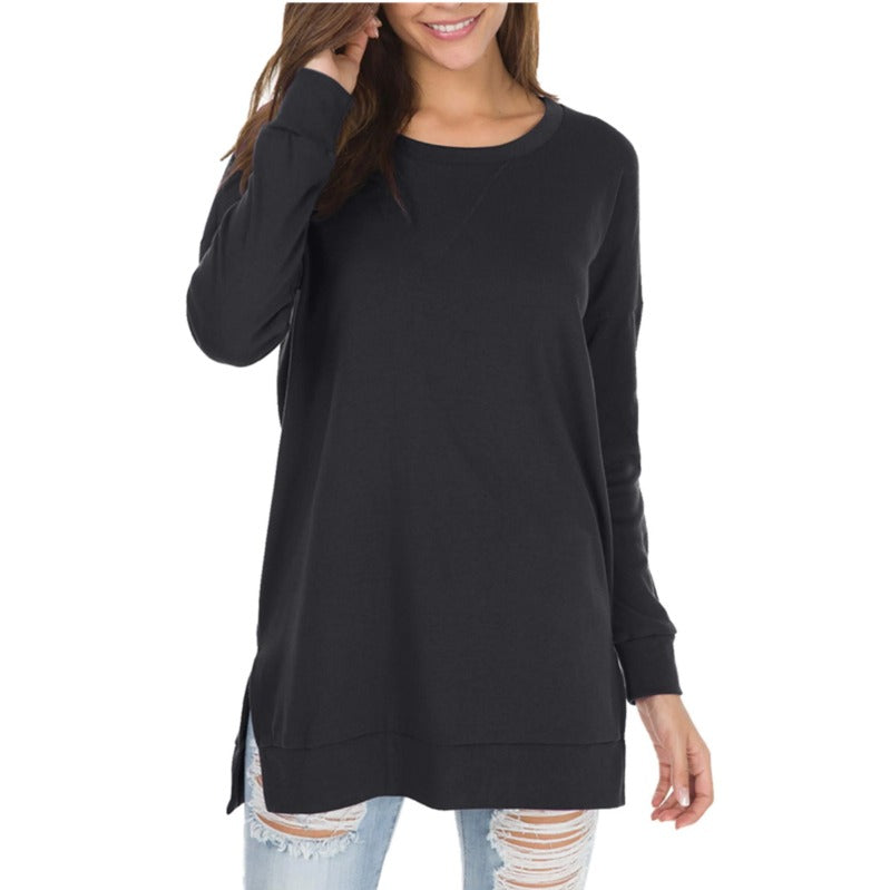 Women's Long Sleeve Side Slit Loose Tops