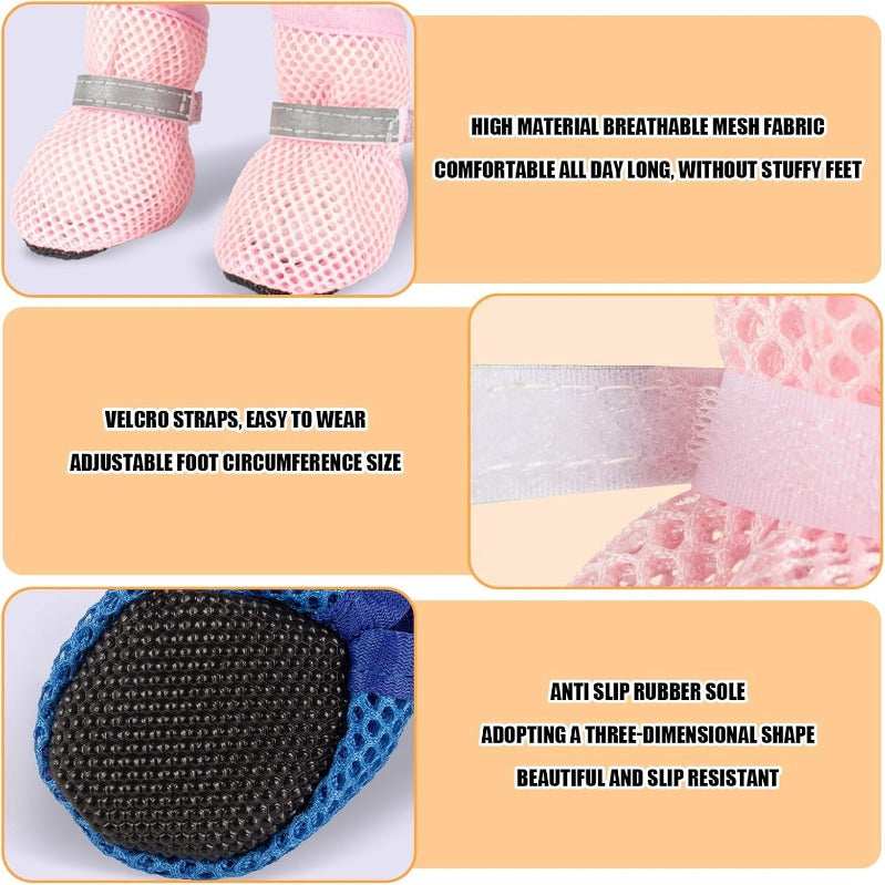 All-Season Breathable Mesh Dog Boots (4 Pcs)