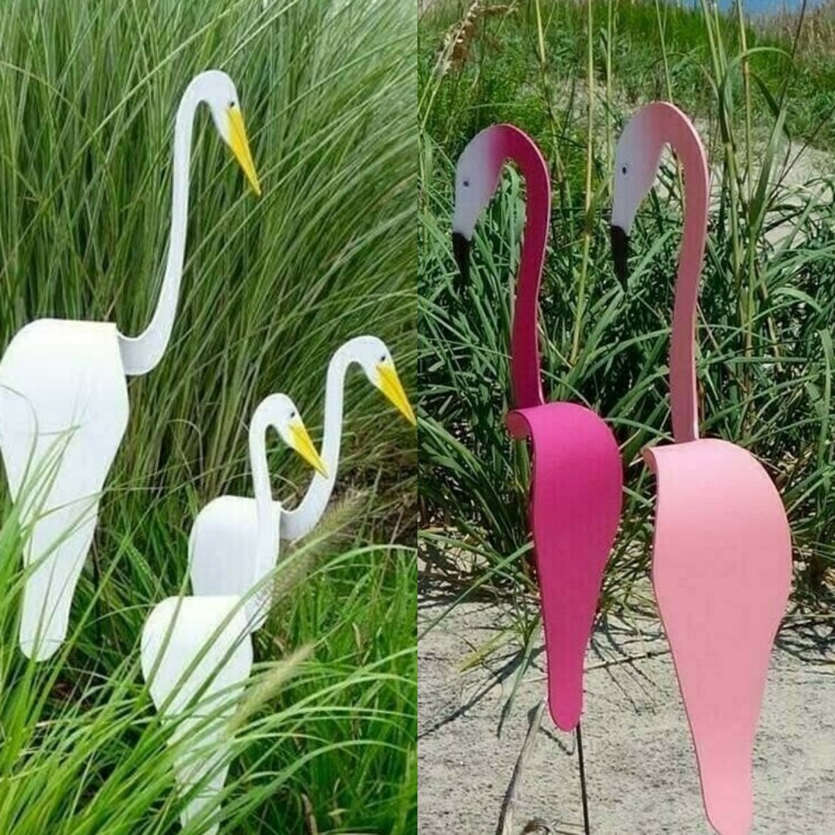 Florida Dancing Flamingo Birds Garden Metal Art