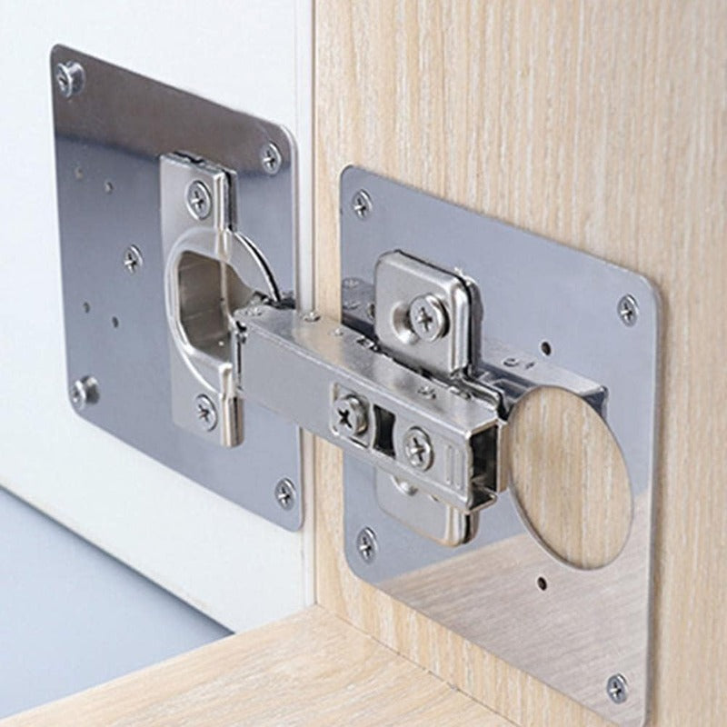 Stainless Steel Cabinet Hinge Repair Kit – Universal Mounting Plates with Screws