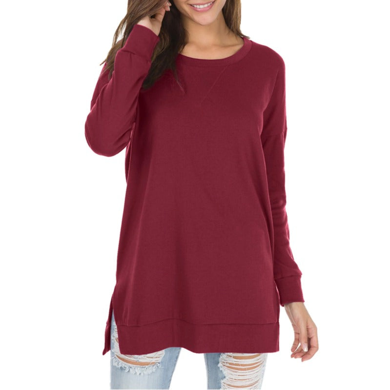 Women's Long Sleeve Side Slit Loose Tops