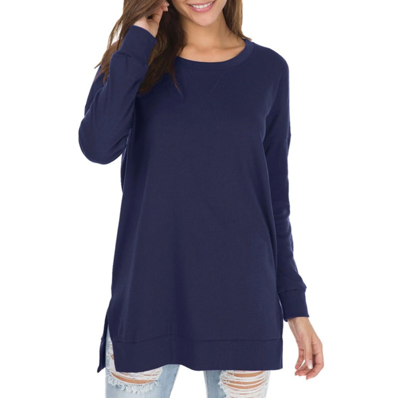 Women's Long Sleeve Side Slit Loose Tops