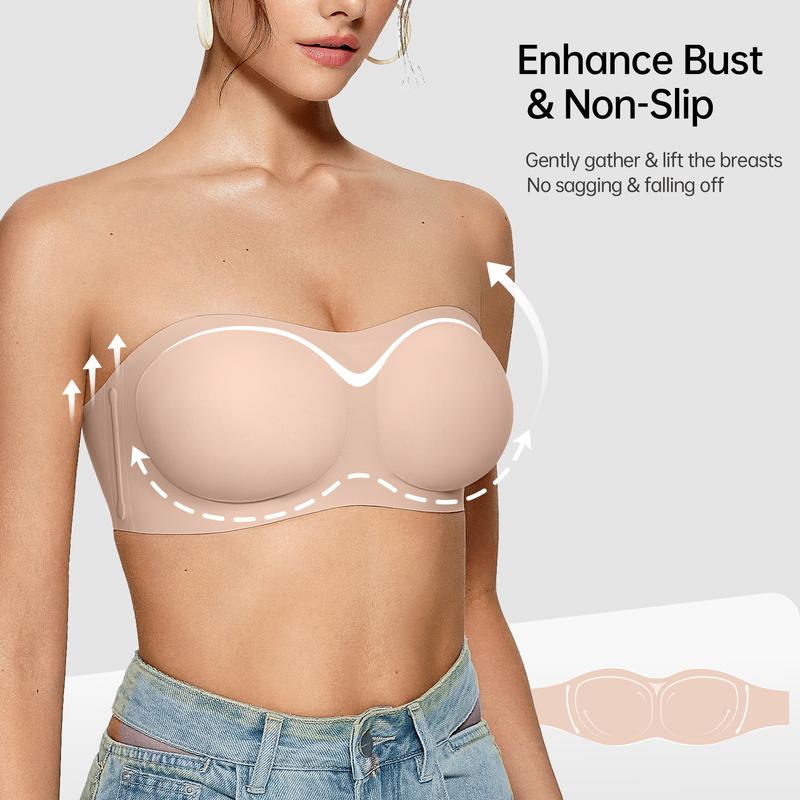 Strapless Convertible Bra – Seamless Grip Fit with Crescent Cups & Bonus Straps