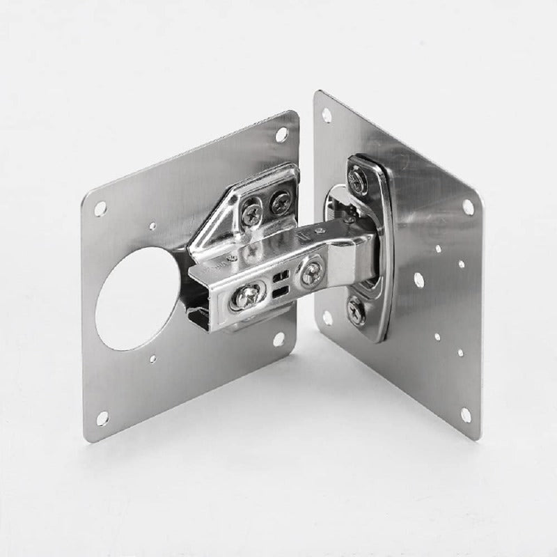 Stainless Steel Cabinet Hinge Repair Kit – Universal Mounting Plates with Screws