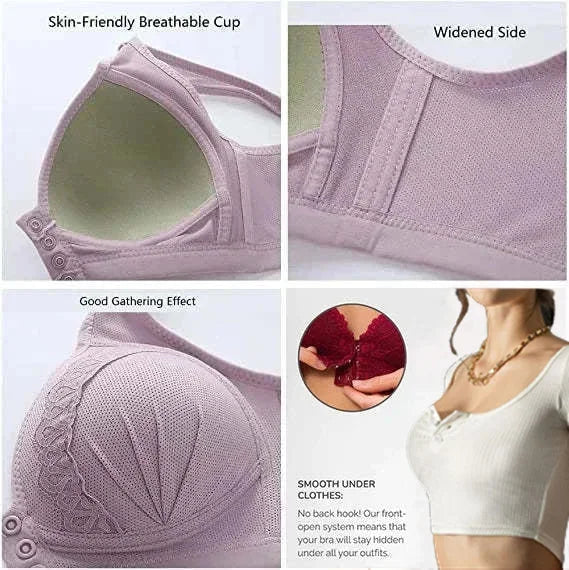 Buy 1 Get 2 Free-2025 breathable cotton bra with front button