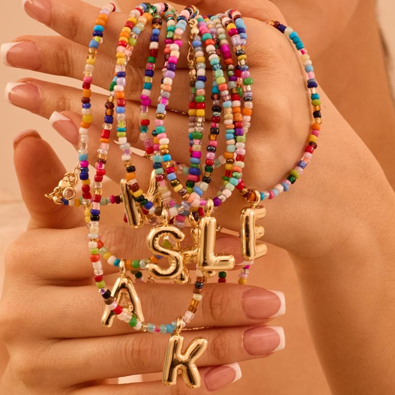 Custom Beaded Initial Necklace