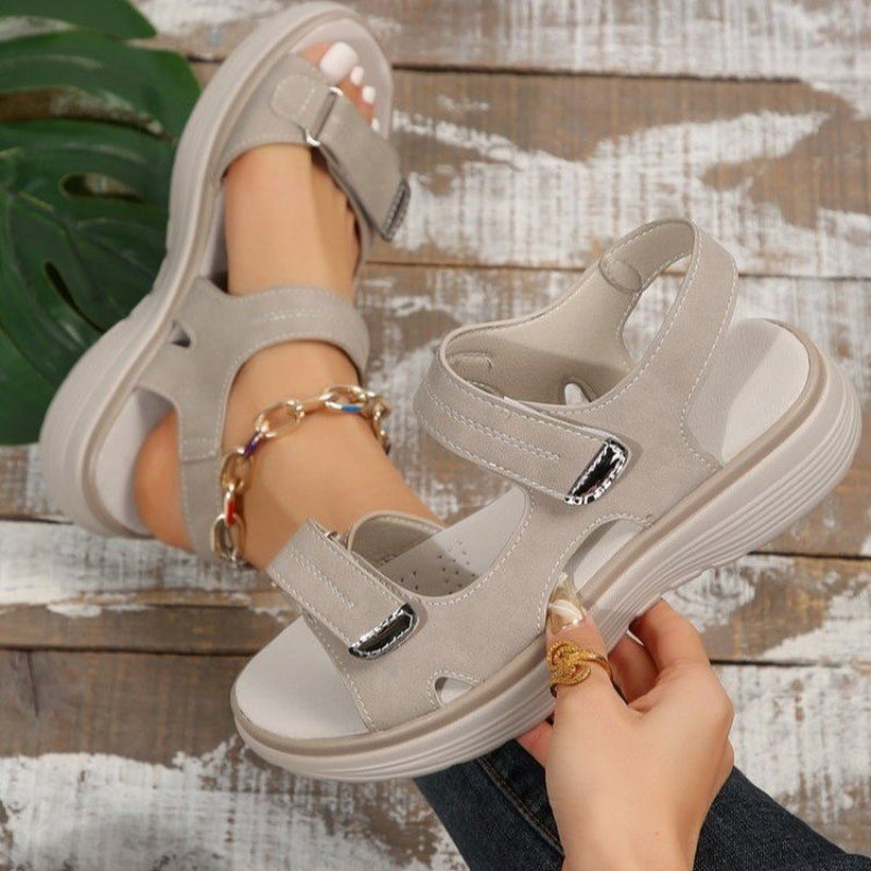 Women’s Wedge Sandals with Hook & Loop Straps