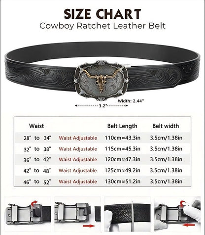 🔥LAST DAY 49% OFF - Adjustable Ratchet Western Belt (With Western Buckle)