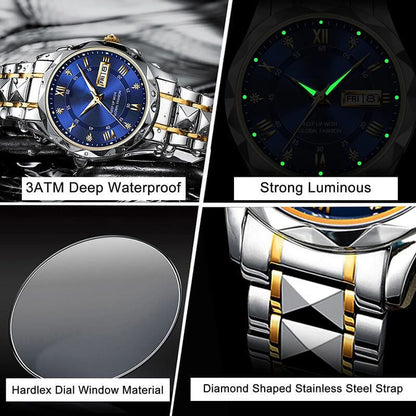 Last Day 75% OFF - Waterproof Luminous Stainless Steel Two-tone Quartz Men's Watch