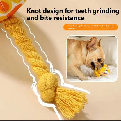 Plush Rattle Ball Toy with Cotton Rope Tail