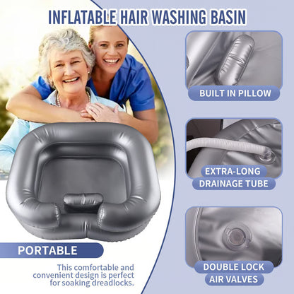 ❤️Inflatable Shampoo Basin for Bedside, Shampoo Tub for Locs,Elderly, Disabled, Pregnant, Injured, Bedridden, Handicapped