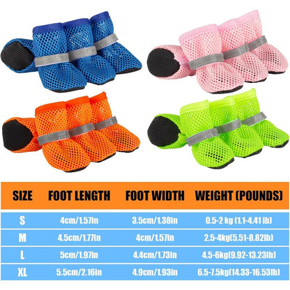 All-Season Breathable Mesh Dog Boots (4 Pcs)