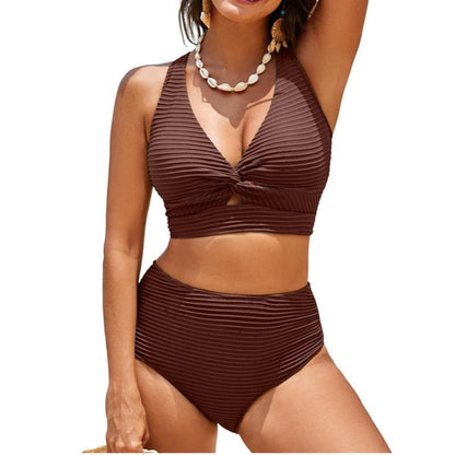 Twist-Rib Two-Piece Swimsuit – Textured High-Waist Bikini with Multi-Way Support