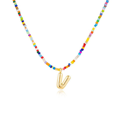 Custom Beaded Initial Necklace