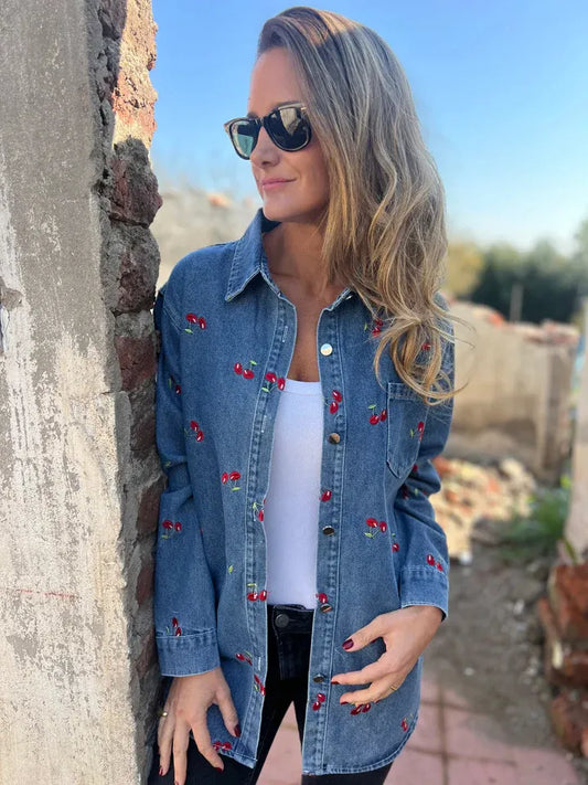 Women's Denim Cherry Coat