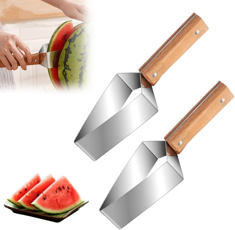 tri-blade watermelon slicer with wood handle