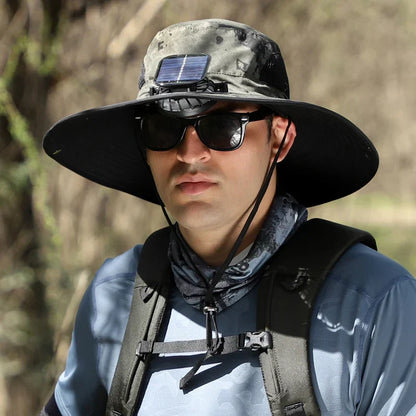 🔥Father's Day Sale 49% OFF - Wide Brim Solar Fan Outdoor Fishing Hat-Solar & USB Charging