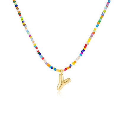 Custom Beaded Initial Necklace