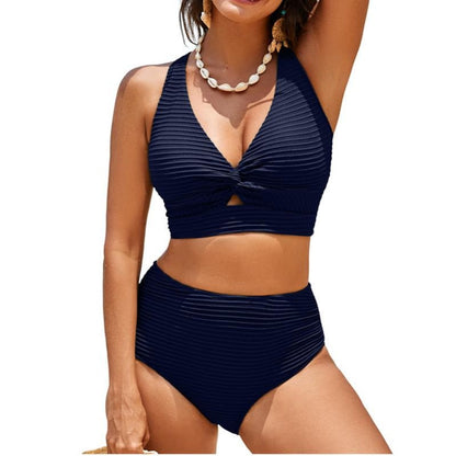 Twist-Rib Two-Piece Swimsuit – Textured High-Waist Bikini with Multi-Way Support