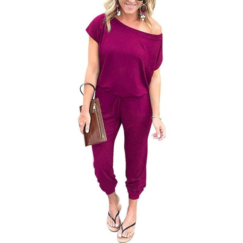 Off-Shoulder Jogger Jumpsuit – Lounge-to-Street Comfort with All-Day Style