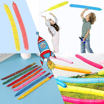 ✨Children 's Day Promotion🔥 [100 Pack] Rocket Balloons Plus 1 Easy-To-Use Pump - Party Pack