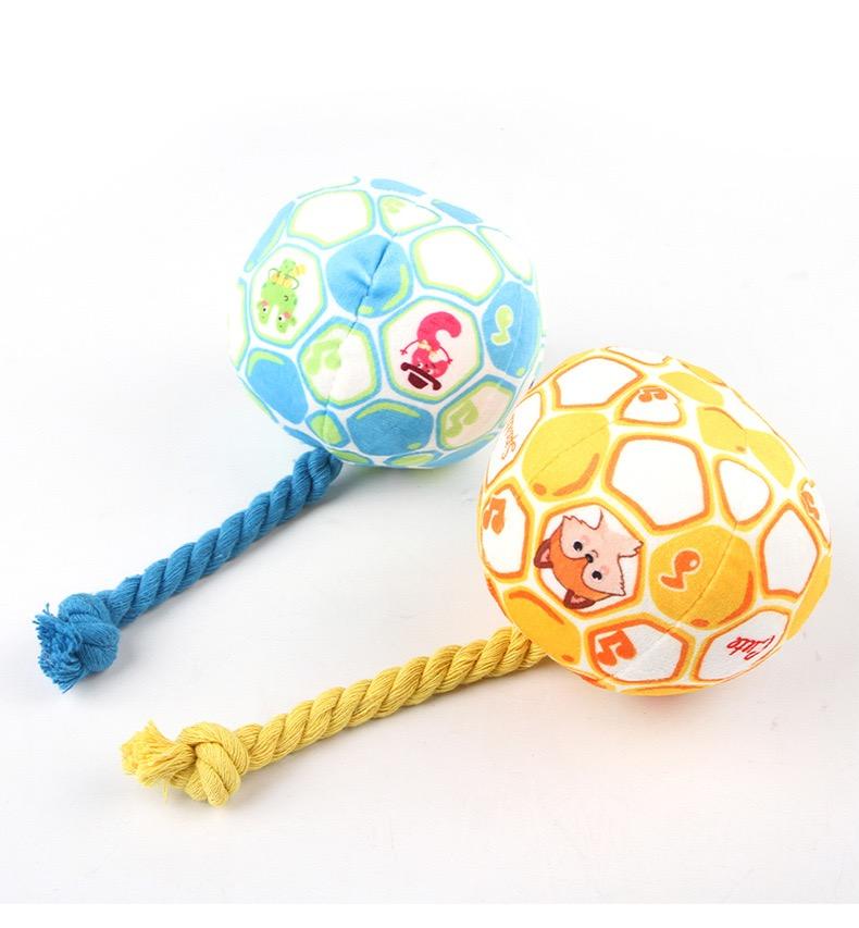 Plush Rattle Ball Toy with Cotton Rope Tail