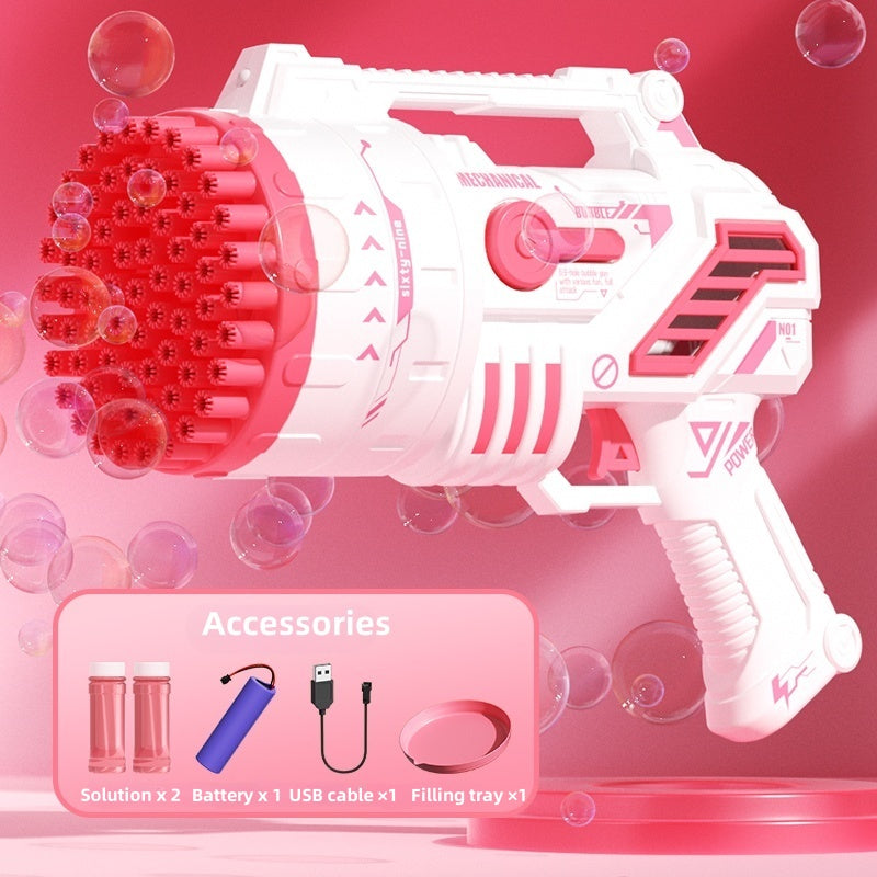 LED Bubble Blaster – 69-Hole Light-Up Machine with USB Recharge