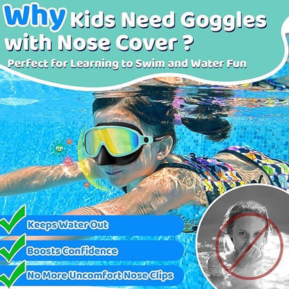 💥LAST DAY SALE 49% OFF- Kids Swim Goggles with Nose Cover
