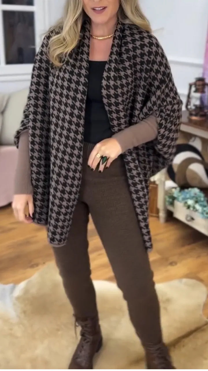 Ladies Printed Spliced Knitted Casual Cardigan