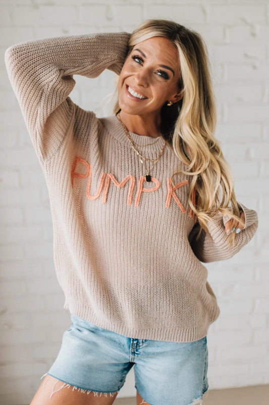 Pumpkin Lettered Boyfriend Sweater
