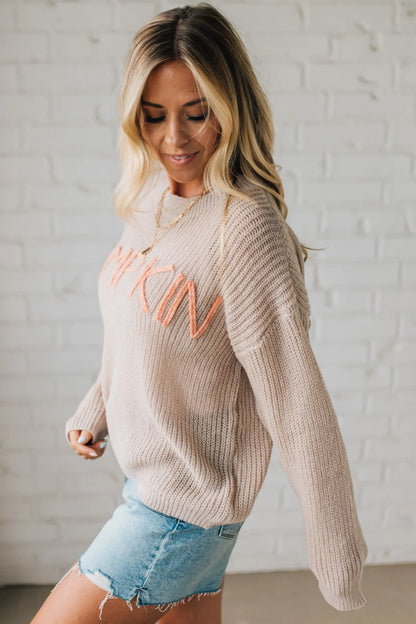 Pumpkin Lettered Boyfriend Sweater