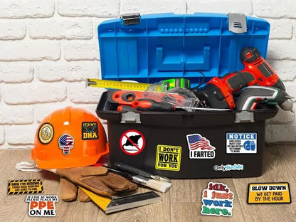 🔥123Pcs Blue Collar Funny Stickers 👷‍♂️