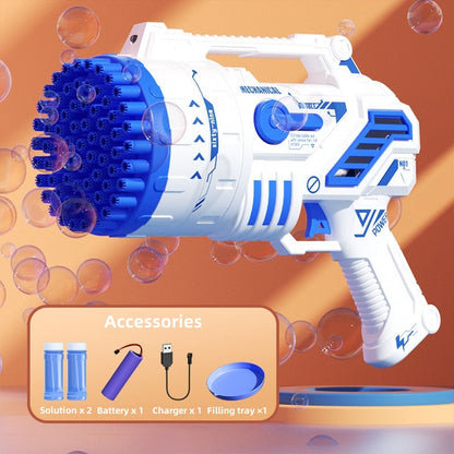 LED Bubble Blaster – 69-Hole Light-Up Machine with USB Recharge