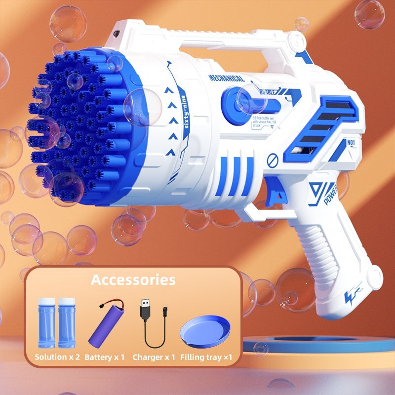 LED Bubble Blaster – 69-Hole Light-Up Machine with USB Recharge