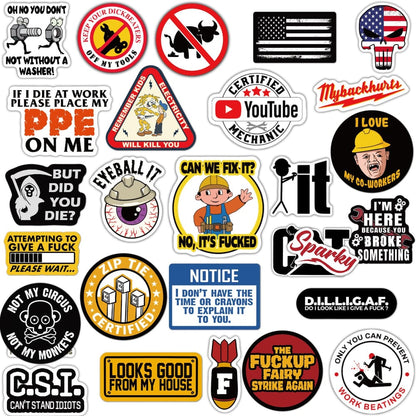 🔥123Pcs Blue Collar Funny Stickers 👷‍♂️