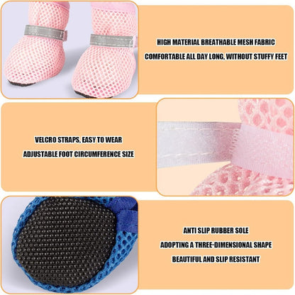 All-Season Breathable Mesh Dog Boots (4 Pcs)