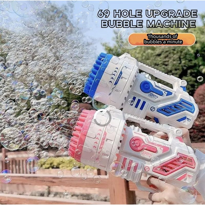 LED Bubble Blaster – 69-Hole Light-Up Machine with USB Recharge