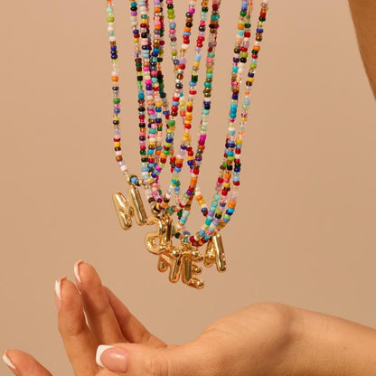 Custom Beaded Initial Necklace