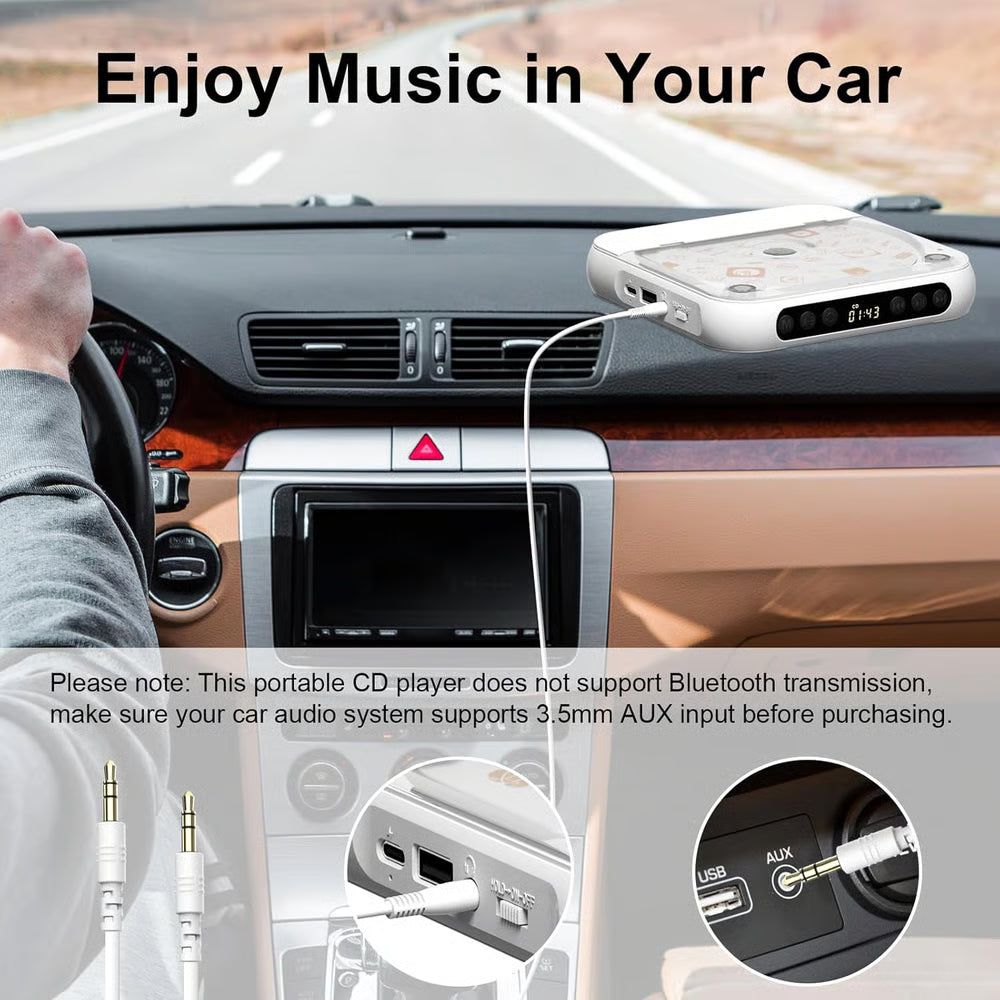 Portable Bluetooth CD Player - Halloween & Christmas SALE: 30% OFF!