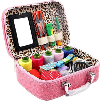 Portable Sewing Kit in Faux Leather Case