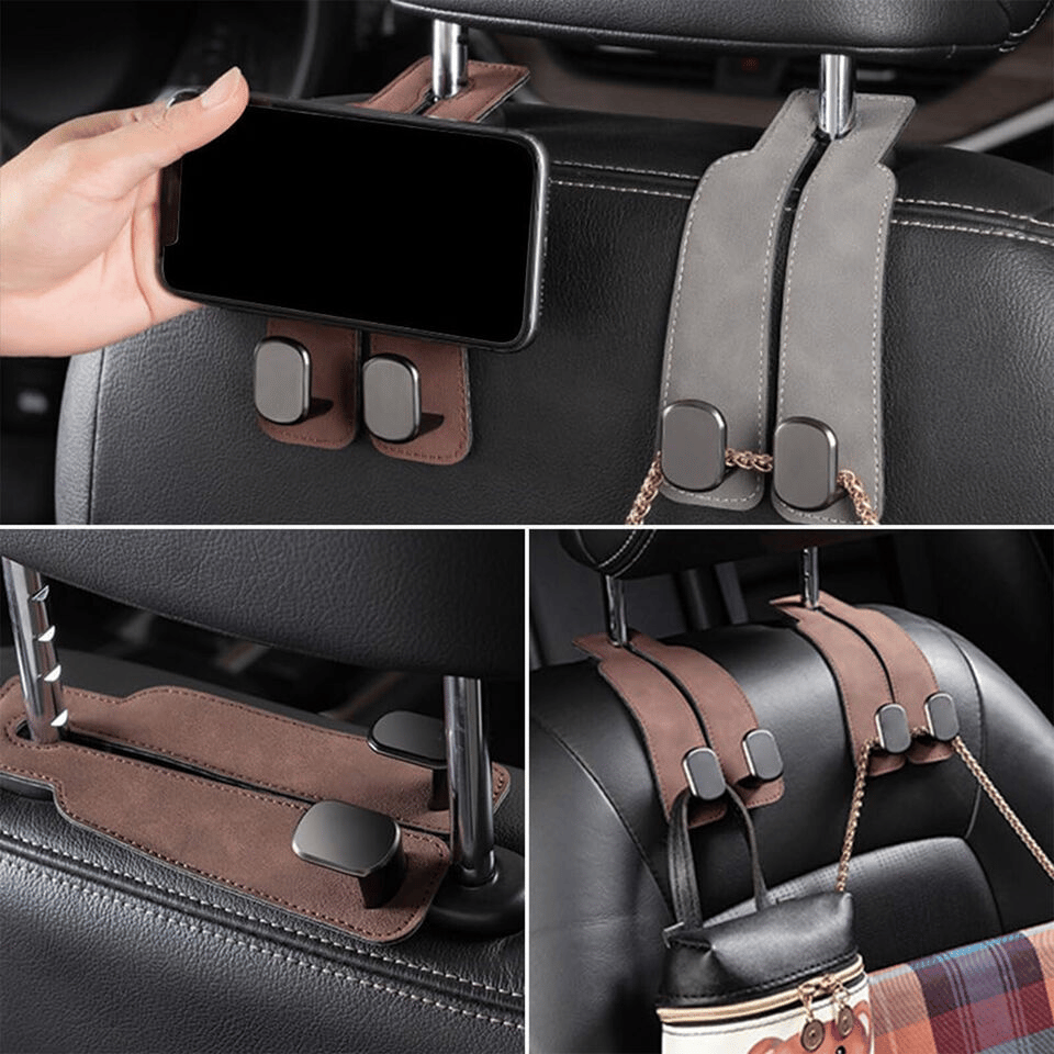 Eptchn TwinHook Leather Car Headrest Hangers