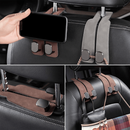 Eptchn TwinHook Leather Car Headrest Hangers