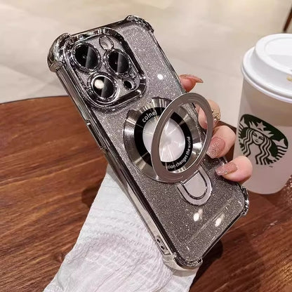 🔥New In Phone Case for iPhone 16 Series - Four Corners Air Cushion Anti-fall Case for iPhone with Invisible Ring Stand