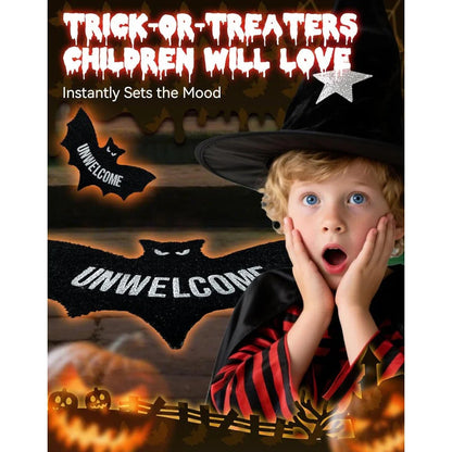 UNWELCOME Halloween Bat Doormat – Spooky Decorative Entry Rug for Porch, Patio, or Indoor Use