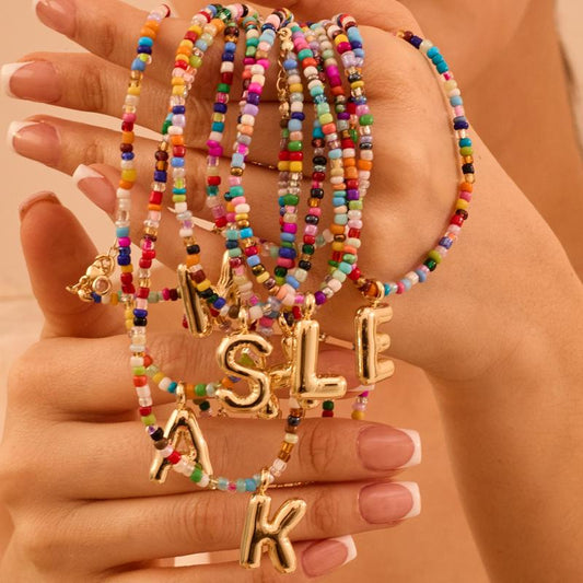 Custom Beaded Initial Necklace